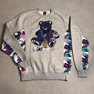 Screenshot Graphic Bear Extra Camo Sleeve Sweatshirt‎ Mens Medium Grey